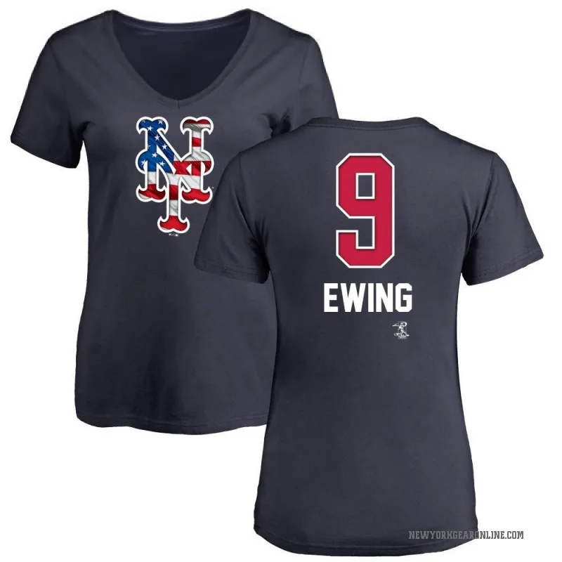 A.J. Ewing Women's Navy New York Mets Name and Number Banner Wave V-Neck T-Shirt -