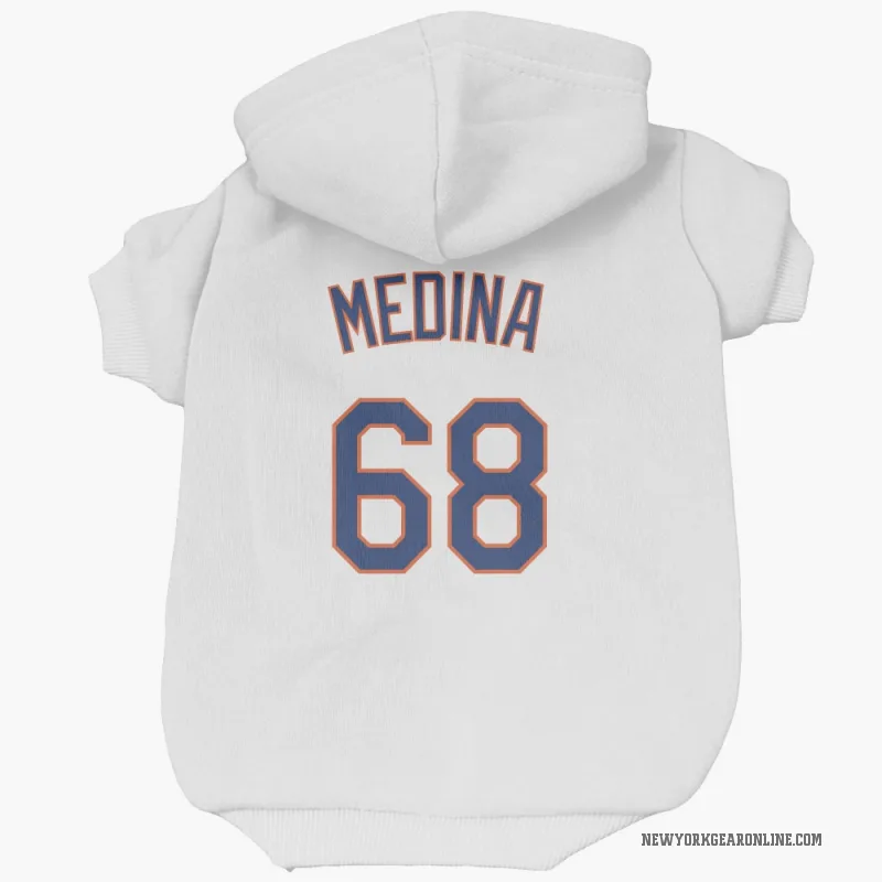 Adonis Medina  White New York Mets  Cat & Dog Pet Hoodie