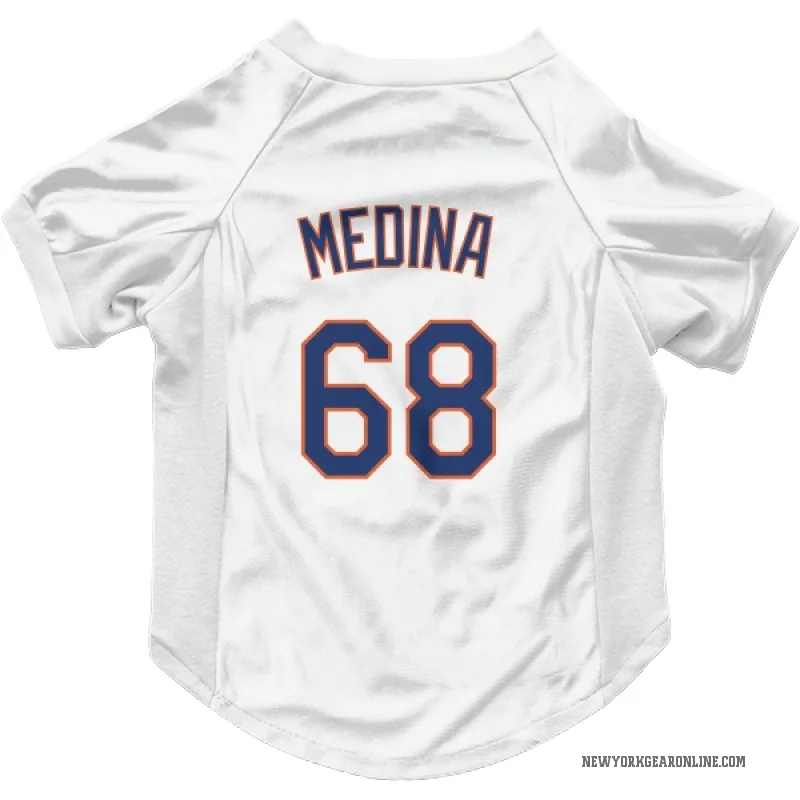 Adonis Medina  White New York Mets  Cat & Dog Pet Jersey