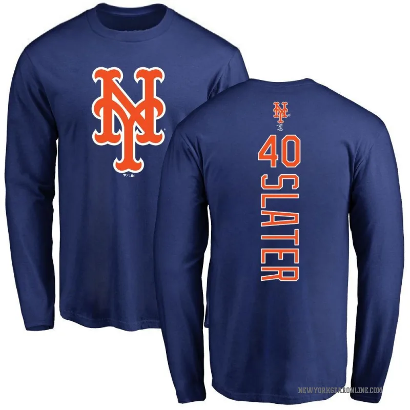 Austin Slater Men's Royal New York Mets Backer Long Sleeve T-Shirt -