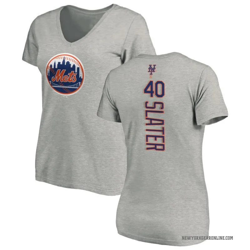 Austin Slater Women's Ash New York Mets Backer Slim Fit T-Shirt -