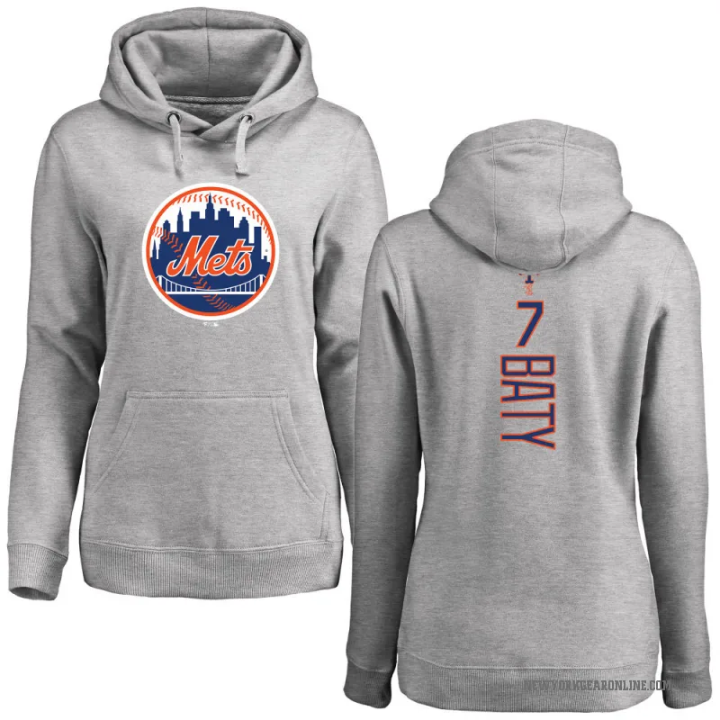 Brett Baty Women's New York Mets Ash Backer Pullover Hoodie