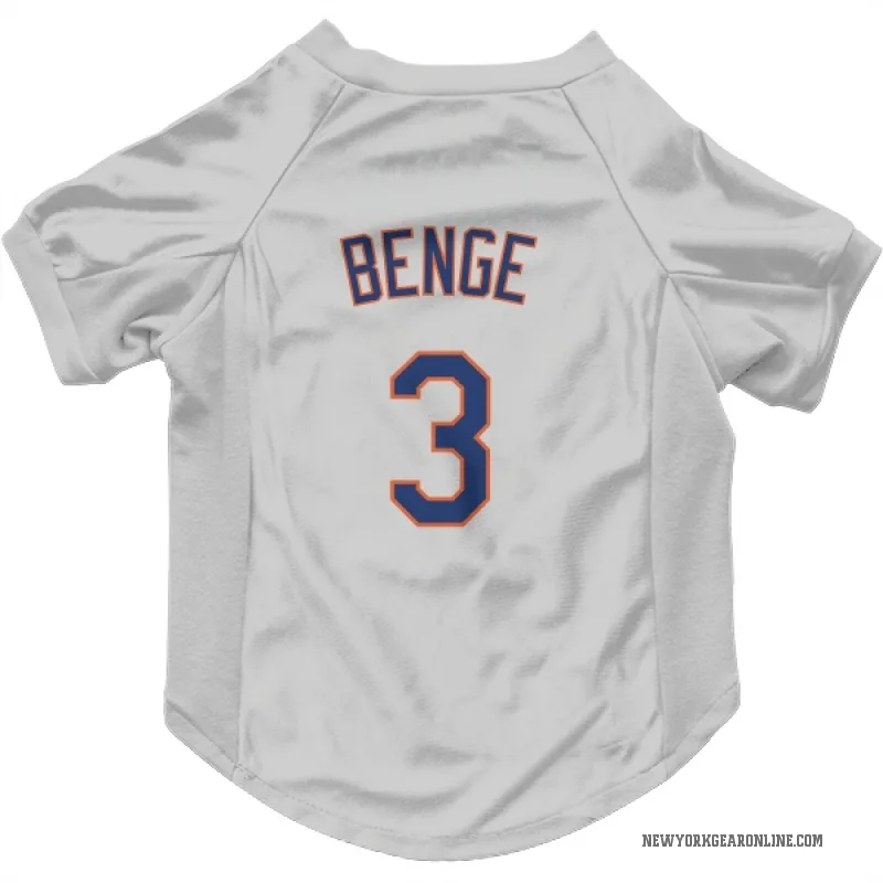 Carson Benge  Gray New York Mets  Cat & Dog Pet Jersey