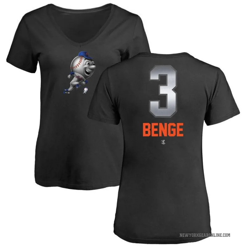 Carson Benge Women's Black New York Mets Midnight Mascot V-Neck T-Shirt -