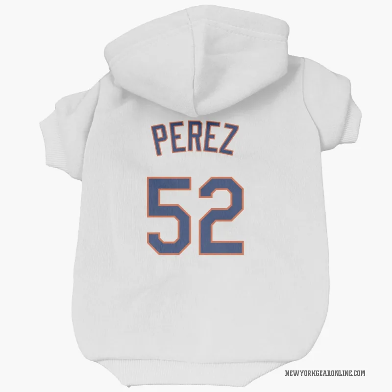 Cionel Perez  White New York Mets  Cat & Dog Pet Hoodie