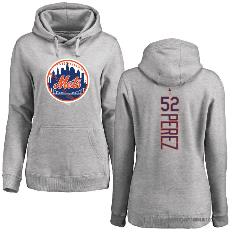 Cionel Perez Women's New York Mets Ash Backer Pullover Hoodie