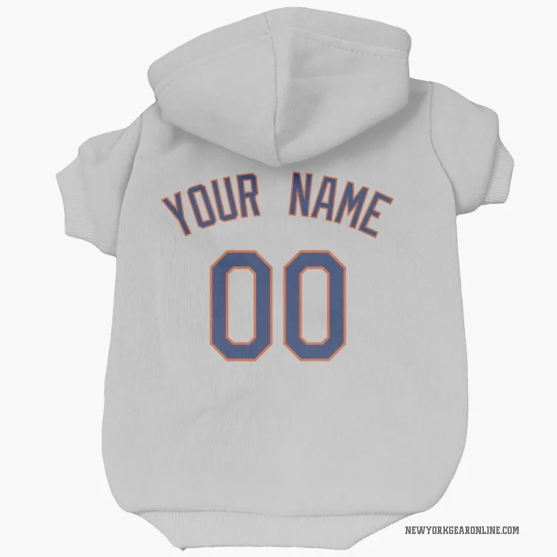 Custom  Gray New York Mets   Cat & Dog Pet Hoodie