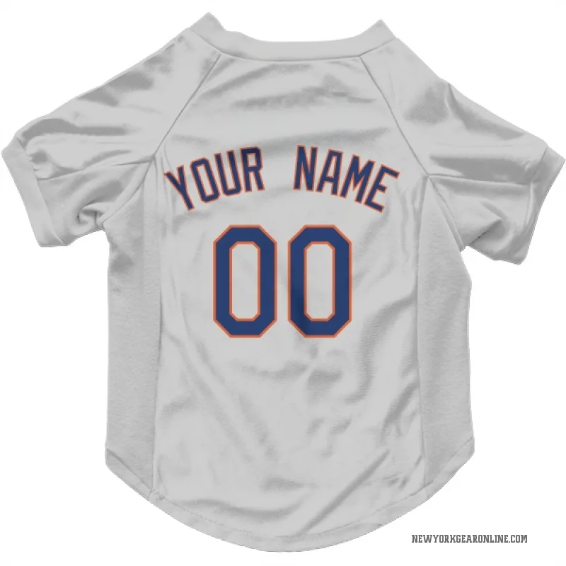 Custom  Gray New York Mets   Cat & Dog Pet Jersey