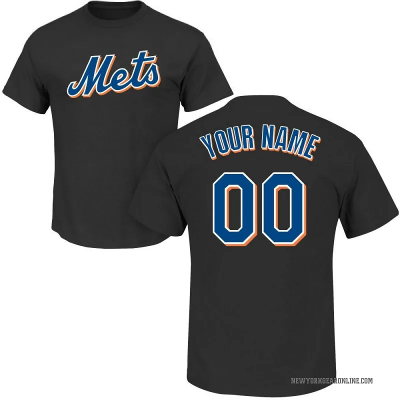 Custom Men's Black New York Mets Roster T-Shirt -