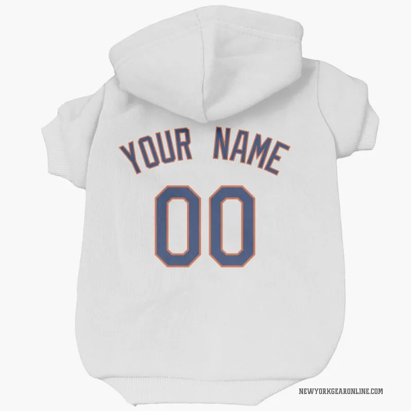 Custom  White New York Mets   Cat & Dog Pet Hoodie
