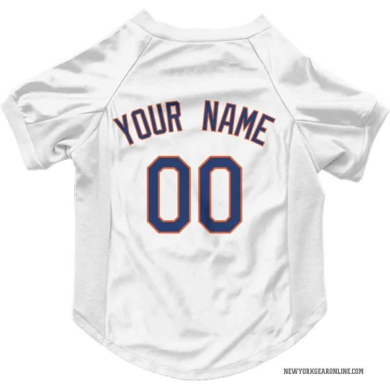 Custom  White New York Mets   Cat & Dog Pet Jersey