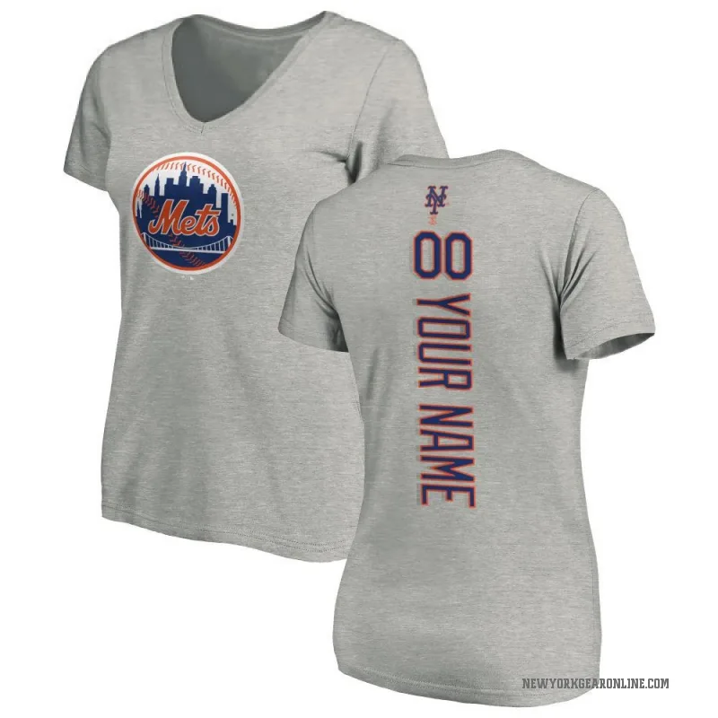 Custom Women's Ash New York Mets Backer Slim Fit T-Shirt -