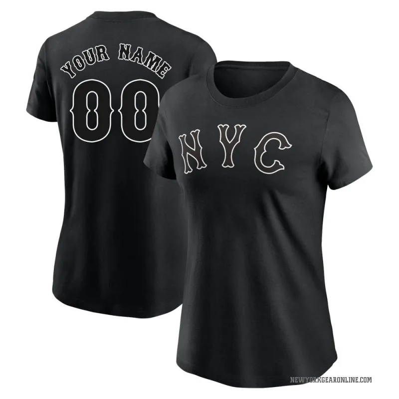 Custom Women's Black New York Mets 2024 City Connect T-Shirt