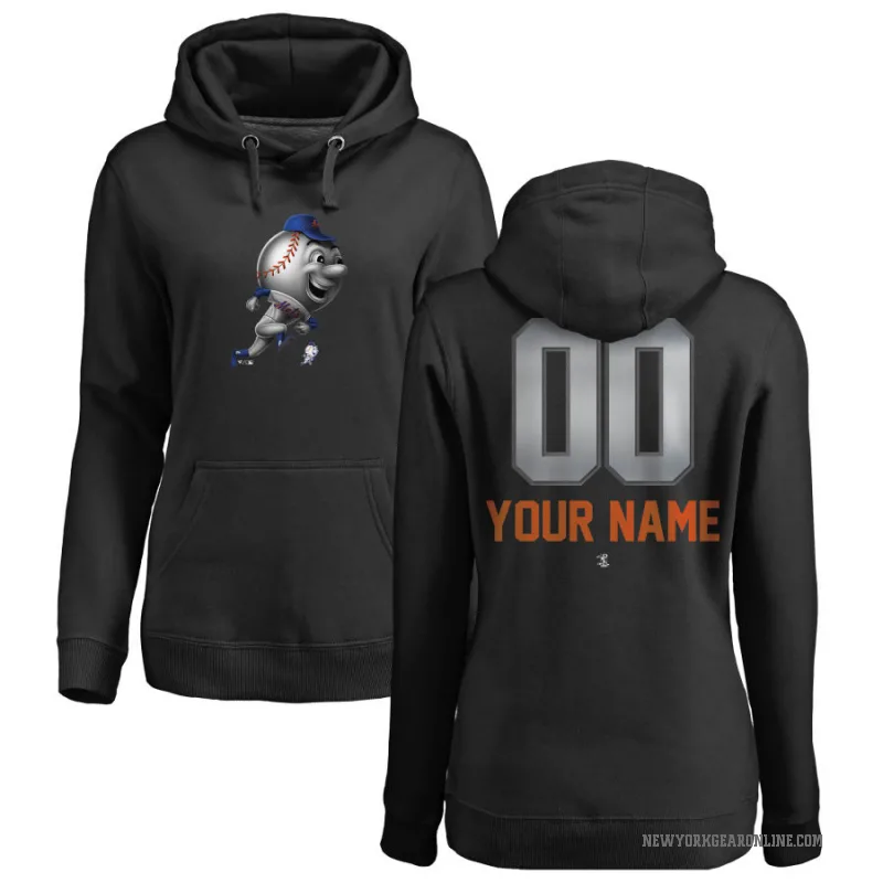Custom Women's Black New York Mets Branded Midnight Mascot Pullover Hoodie -
