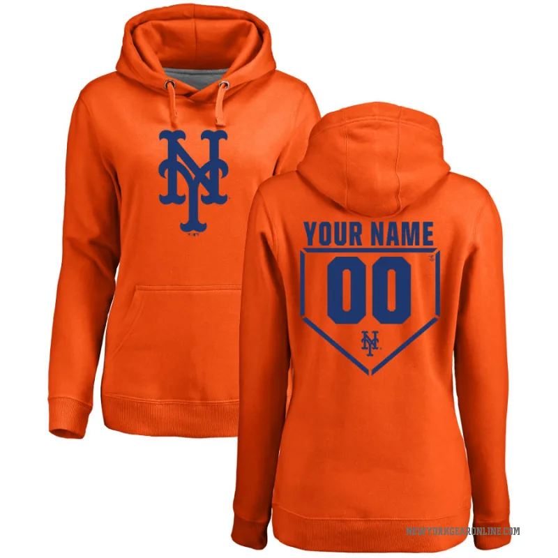 Custom Women's Orange New York Mets Branded RBI Pullover Hoodie -