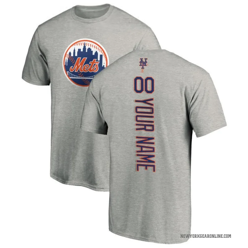 Custom Youth Ash New York Mets Backer T-Shirt -