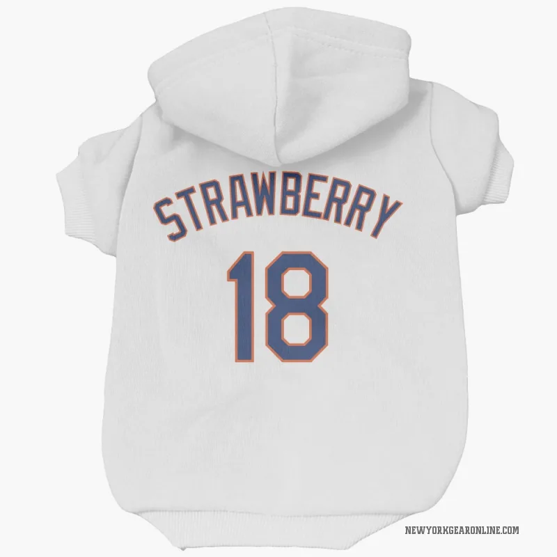 Darryl Strawberry  White New York Mets  Cat & Dog Pet Hoodie