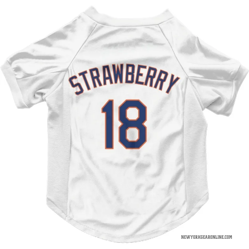 Darryl Strawberry  White New York Mets  Cat & Dog Pet Jersey