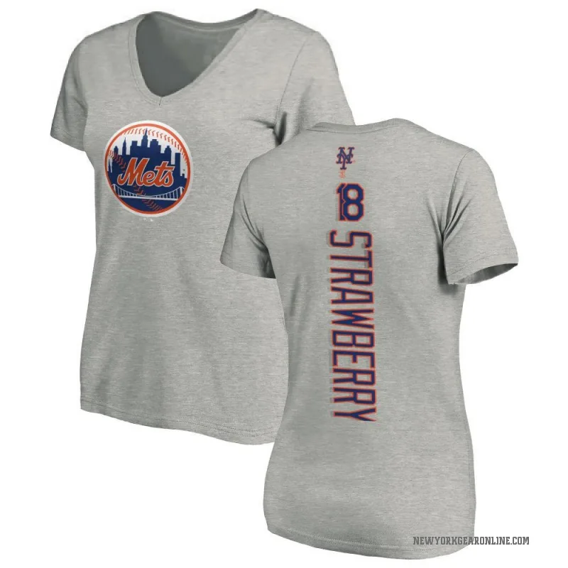 Darryl Strawberry Women's Ash New York Mets Backer Slim Fit T-Shirt -