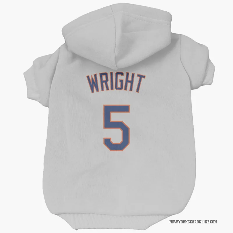 David Wright  Gray New York Mets  Cat & Dog Pet Hoodie