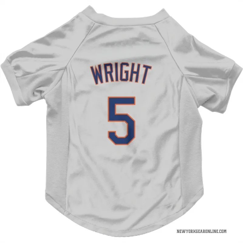 David Wright  Gray New York Mets  Cat & Dog Pet Jersey