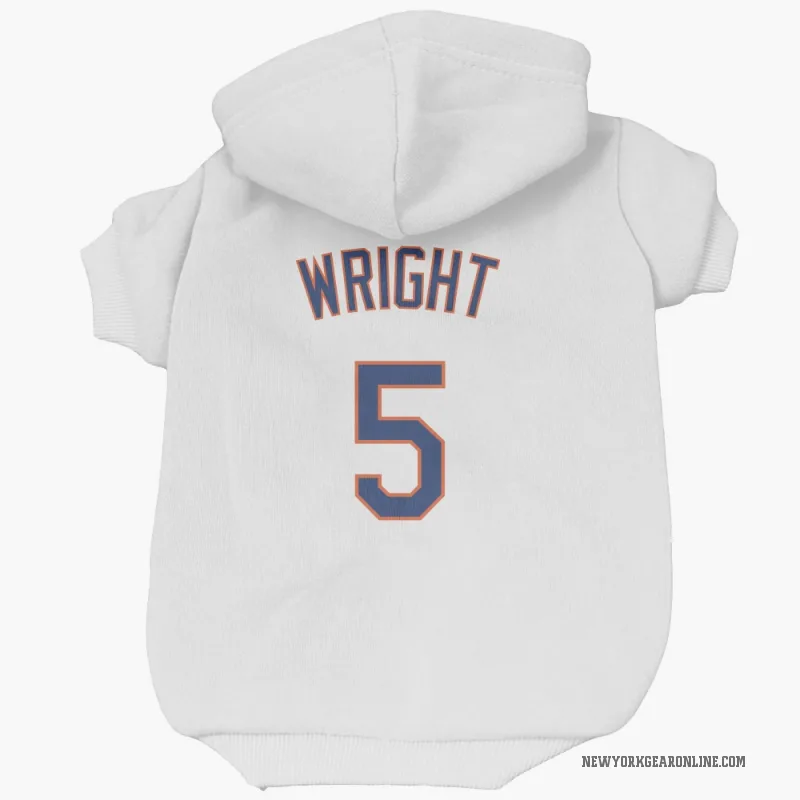 David Wright  White New York Mets  Cat & Dog Pet Hoodie