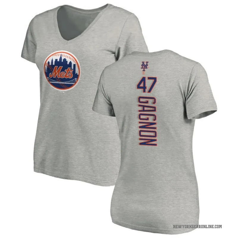 Drew Gagnon Women's Ash New York Mets Backer Slim Fit T-Shirt -