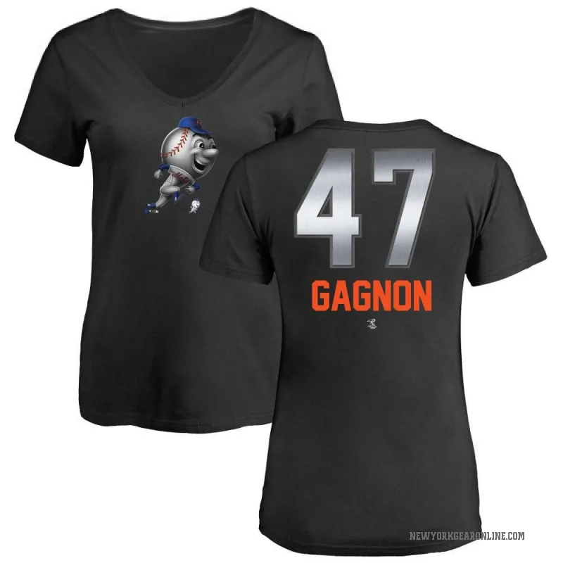 Drew Gagnon Women's Black New York Mets Midnight Mascot V-Neck T-Shirt -