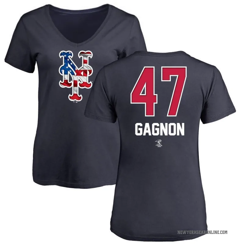 Drew Gagnon Women's Navy New York Mets Name and Number Banner Wave V-Neck T-Shirt -