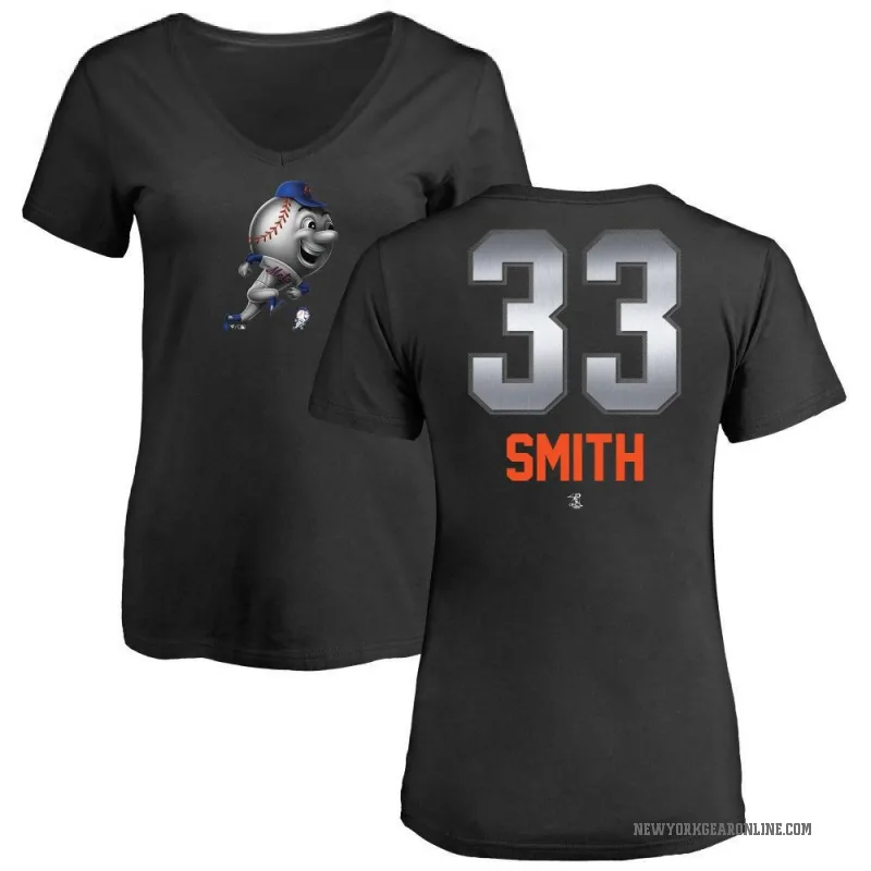 Drew Smith Women's Black New York Mets Midnight Mascot V-Neck T-Shirt -