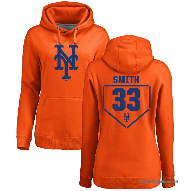 Drew Smith Women's Orange New York Mets Branded RBI Pullover Hoodie -