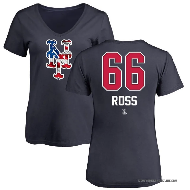 Dylan Ross Women's Navy New York Mets Name and Number Banner Wave V-Neck T-Shirt -
