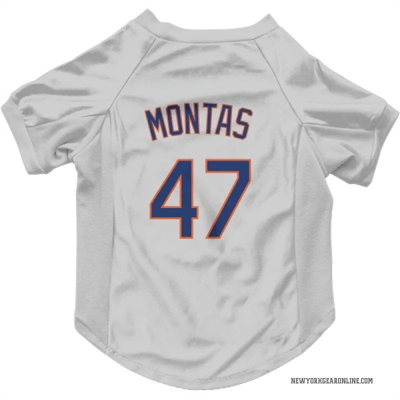 Frankie Montas  Gray New York Mets  Cat & Dog Pet Jersey