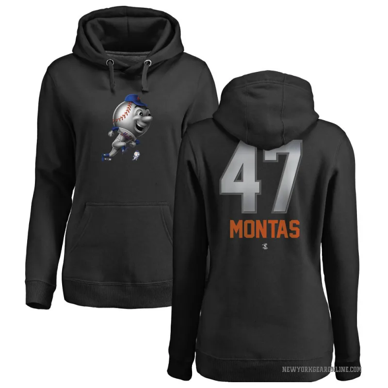 Frankie Montas Women's Black New York Mets Branded Midnight Mascot Pullover Hoodie -