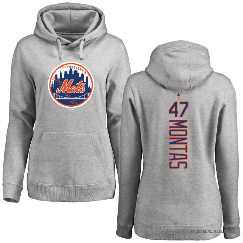 Frankie Montas Women's New York Mets Ash Backer Pullover Hoodie