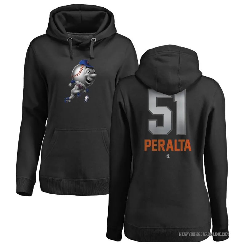 Freddy Peralta Women's Black New York Mets Branded Midnight Mascot Pullover Hoodie -