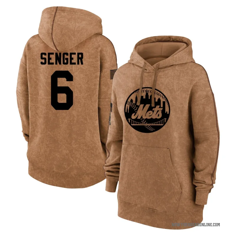 Hayden Senger Women's Brown New York Mets 2023 Salute to Service Pullover Hoodie