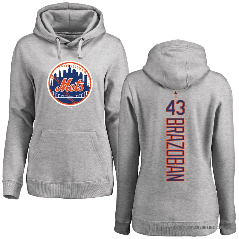 Huascar Brazoban Women's New York Mets Ash Backer Pullover Hoodie