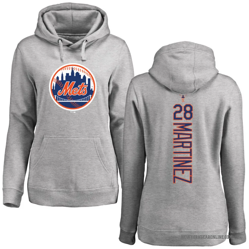 J.D. Martinez Women's New York Mets Ash Backer Pullover Hoodie
