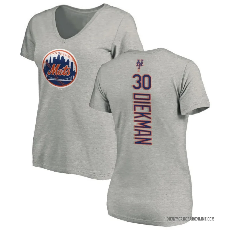 Jake Diekman Women's Ash New York Mets Backer Slim Fit T-Shirt -