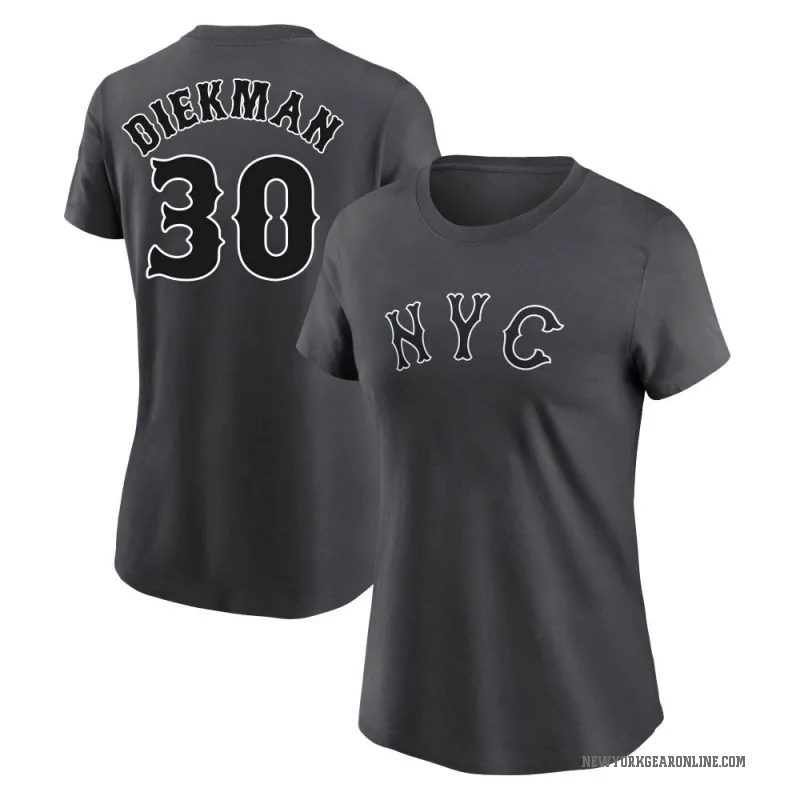 Jake Diekman Women's New York Mets Graphite 2024 City Connect Fuse T-Shirt