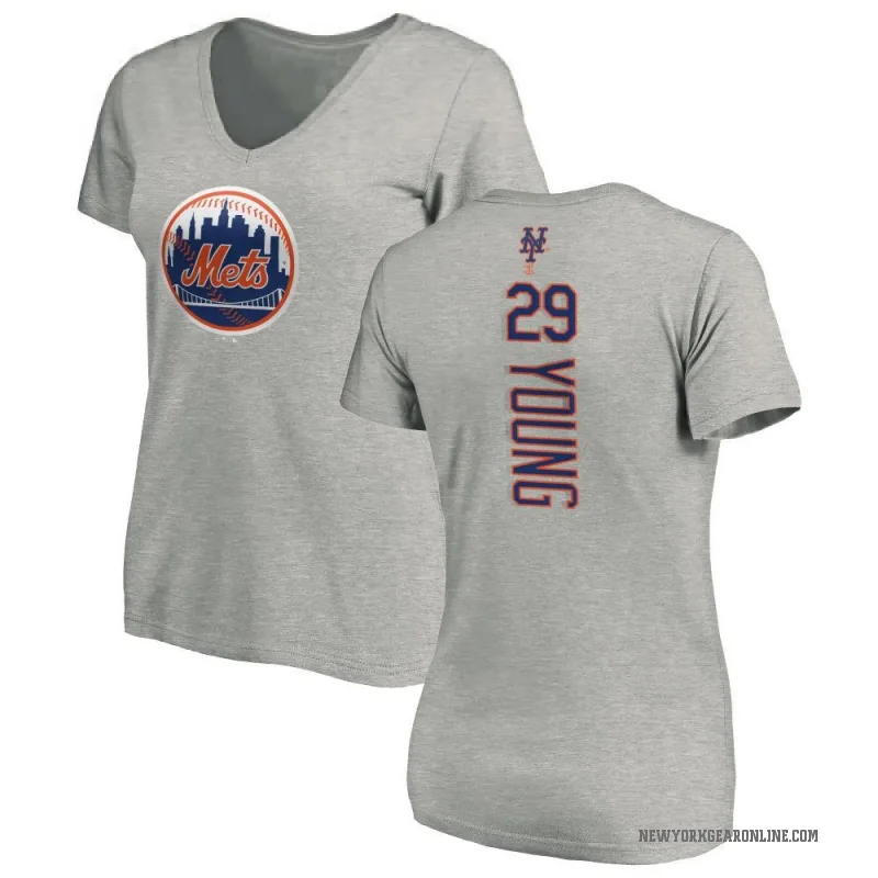 Jared Young Women's Ash New York Mets Backer Slim Fit T-Shirt -