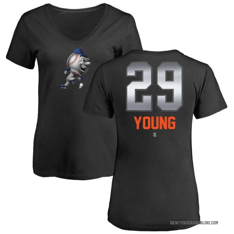Jared Young Women's Black New York Mets Midnight Mascot V-Neck T-Shirt -