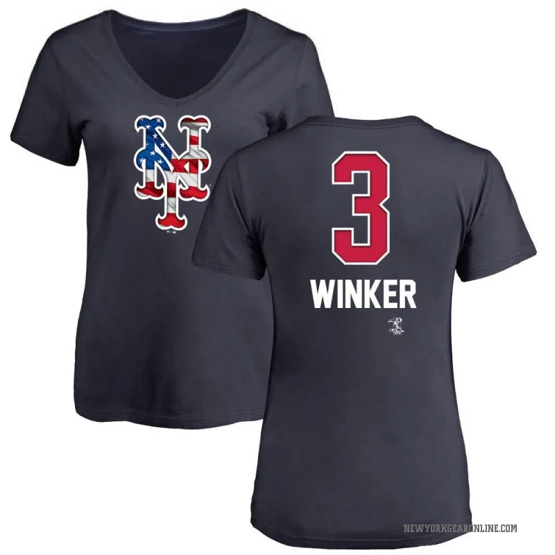 Jesse Winker Women's Navy New York Mets Name and Number Banner Wave V-Neck T-Shirt -