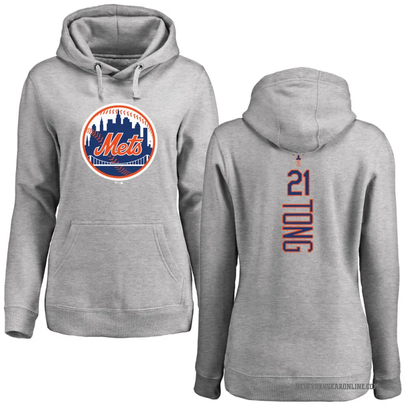 Jonah Tong Women's New York Mets Ash Backer Pullover Hoodie