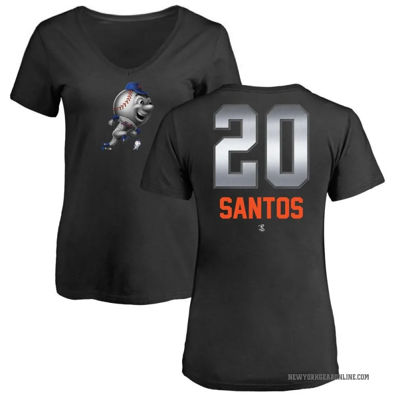 Luis De Los Santos Women's Black New York Mets Midnight Mascot V-Neck T-Shirt -