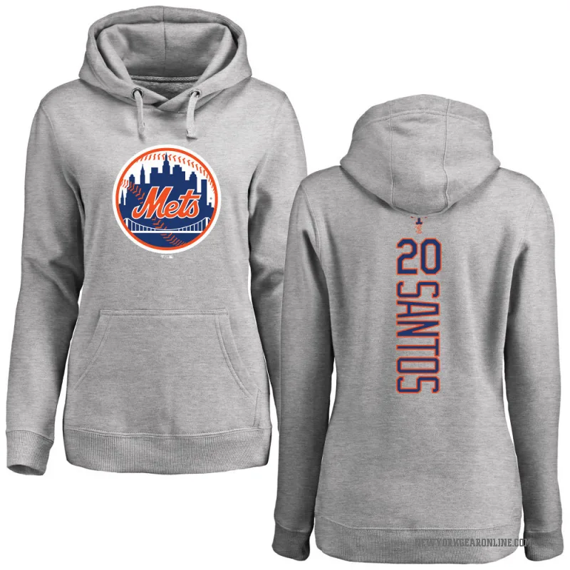 Luis De Los Santos Women's New York Mets Ash Backer Pullover Hoodie