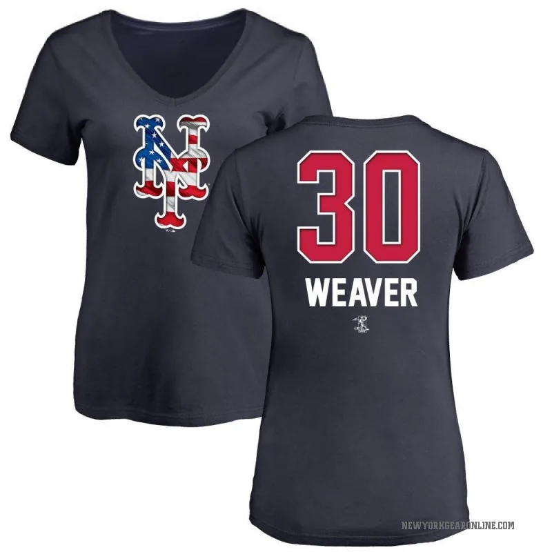 Luke Weaver Women's Navy New York Mets Name and Number Banner Wave V-Neck T-Shirt -