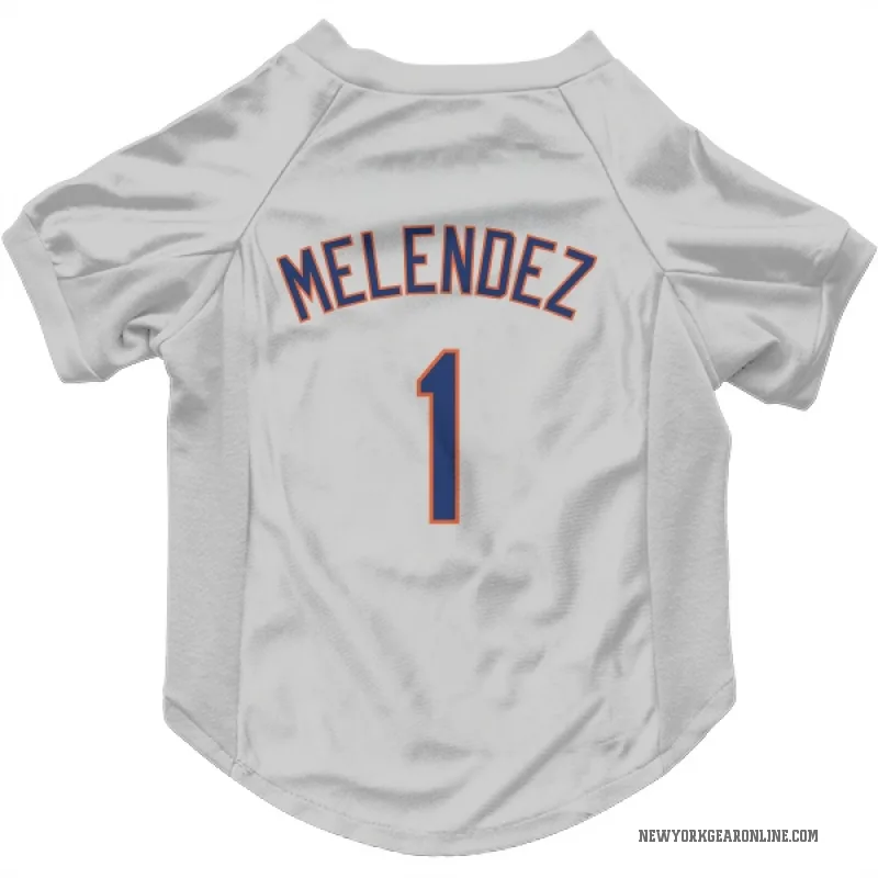 MJ Melendez  Gray New York Mets  Cat & Dog Pet Jersey