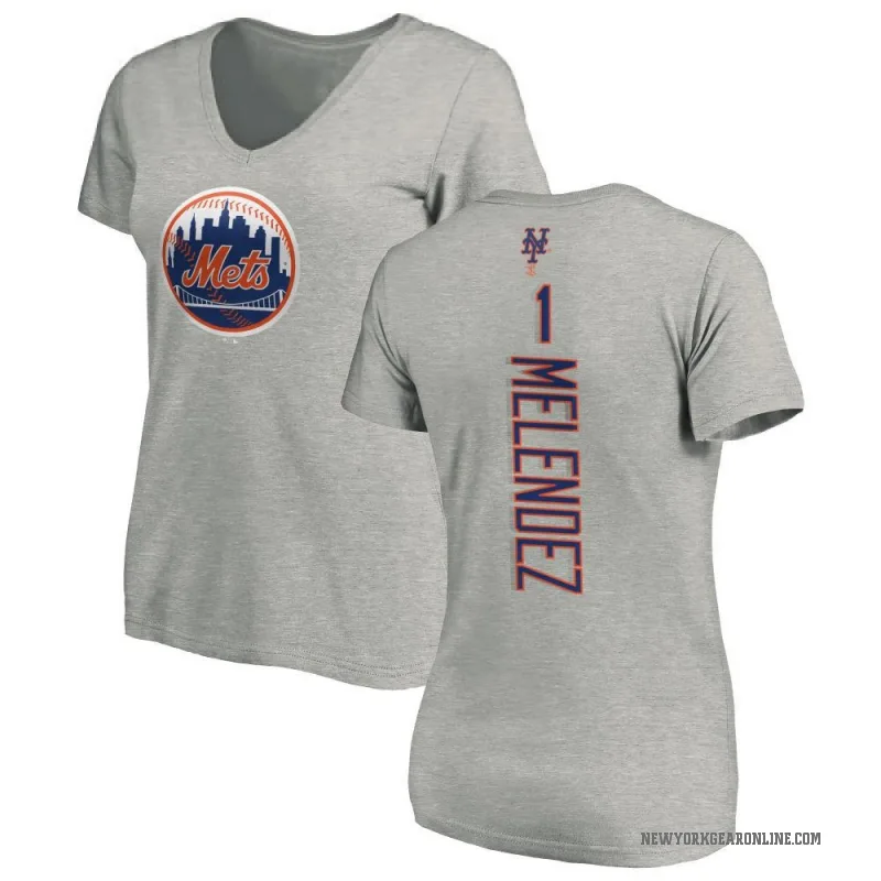 MJ Melendez Women's Ash New York Mets Backer Slim Fit T-Shirt -